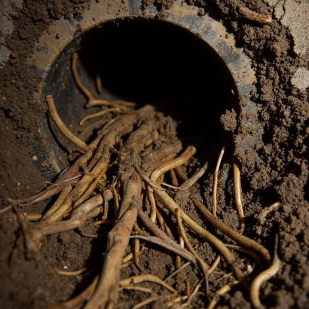 Roots growing through pre-existing underground drain line - General Plumbing